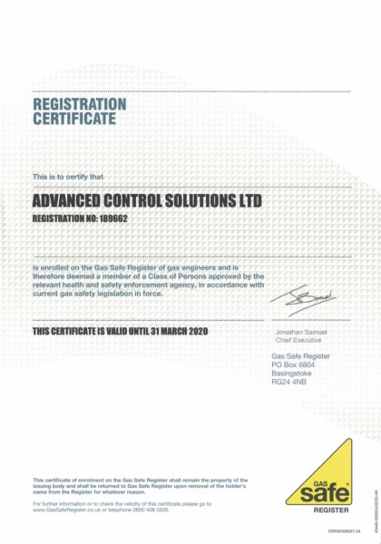 Gas Safe Register Certificate